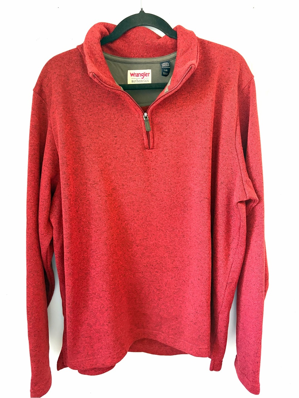 Men’s Wrangler knit Fleece Heathered Rust Quarter-Zip Pullover L